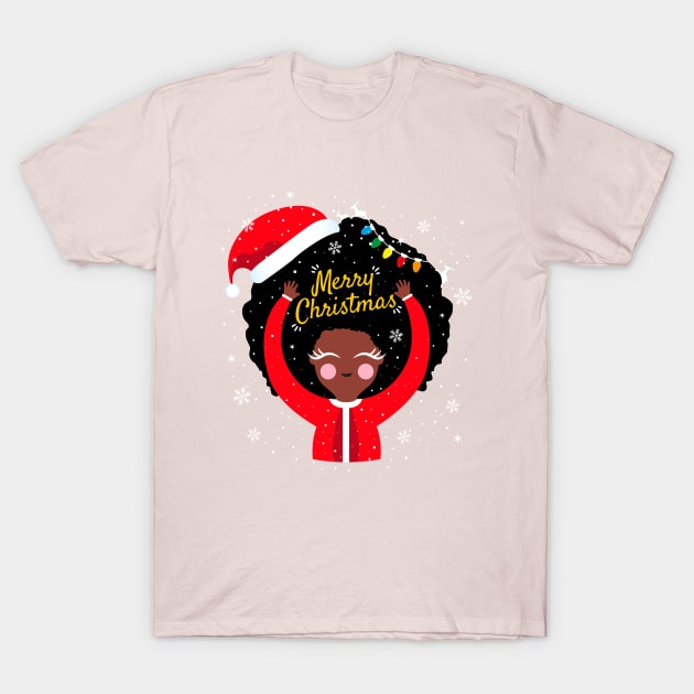 Black Girl Santa Claus T-Shirt by Riczdodo
